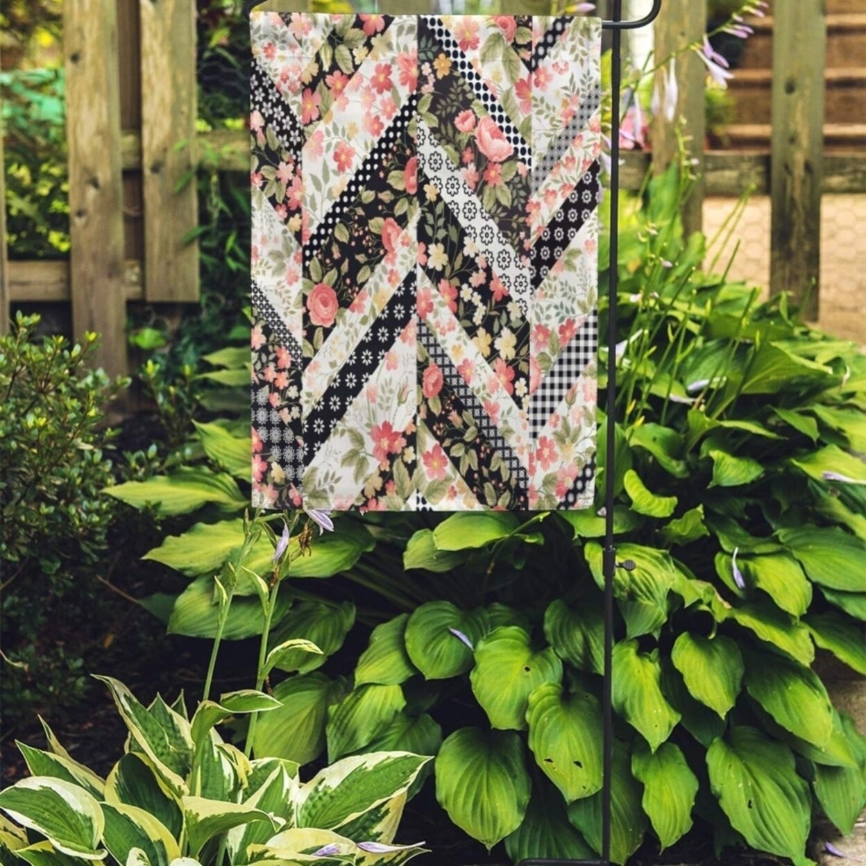 Shop Flower Floral Patchwork Pattern Roses Quilt Zag Zig Abstract