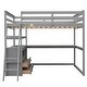 preview thumbnail 18 of 34, Full Size Loft Bed with Desk and Shelves, 2 Built-in Drawers, Gray