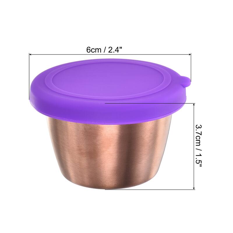 2pcs Salad Dressing Container, 2.4oz Stainless Steel Condiment Cup - Purple