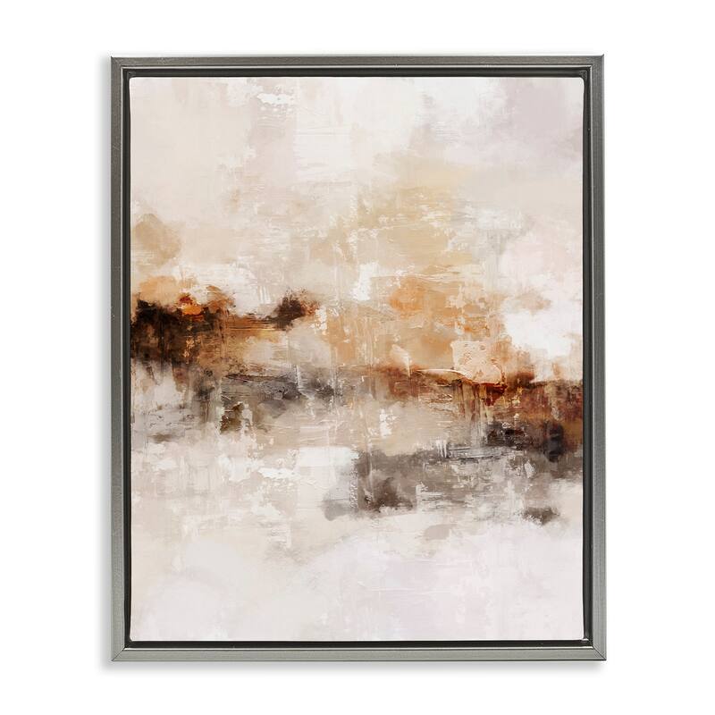 Stupell Beige & Brown Abstract Framed Floater Canvas Wall Art Design by Ros Ruseva
