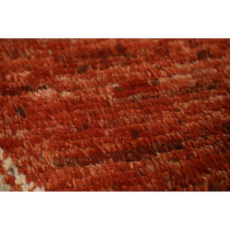 Orange Geometric Moroccan Oriental Rug Handmade Wool Carpet - 6'1" x 8'6"
