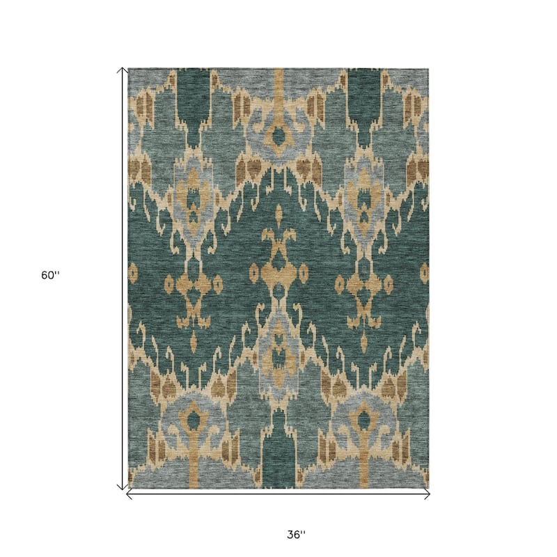 HomeRoots Ikat Transitional Rectangle Outdoor Rug