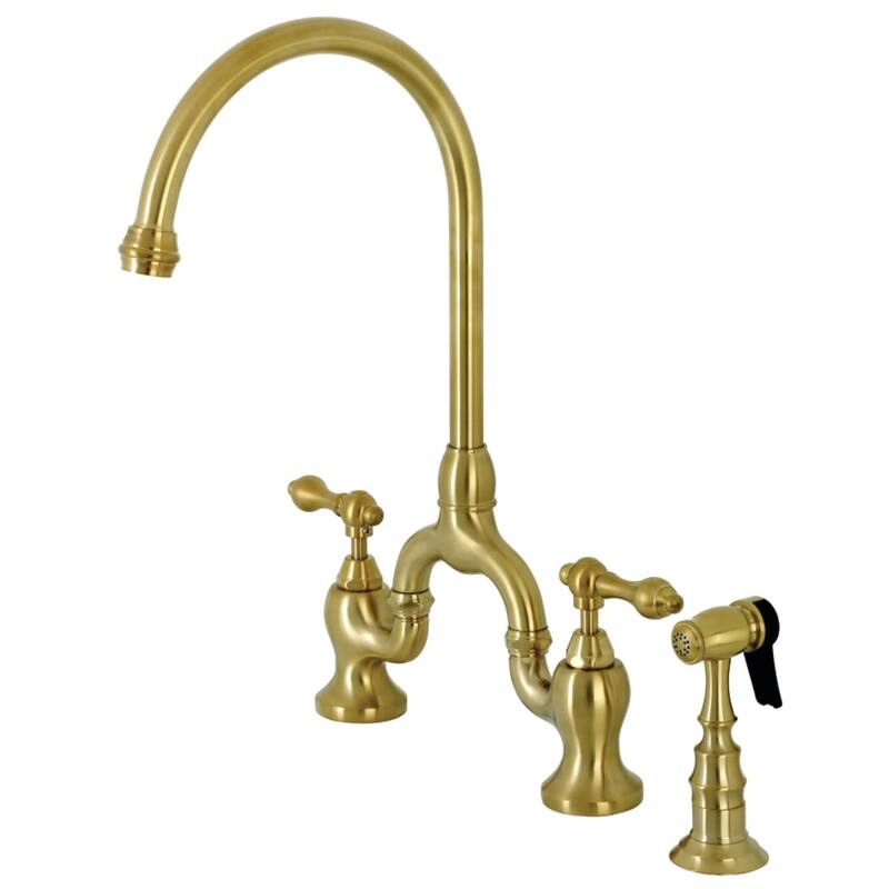 Kingston Brass English Country 1.8 GPM Bridge Kitchen Faucet - - Brushed Brass
