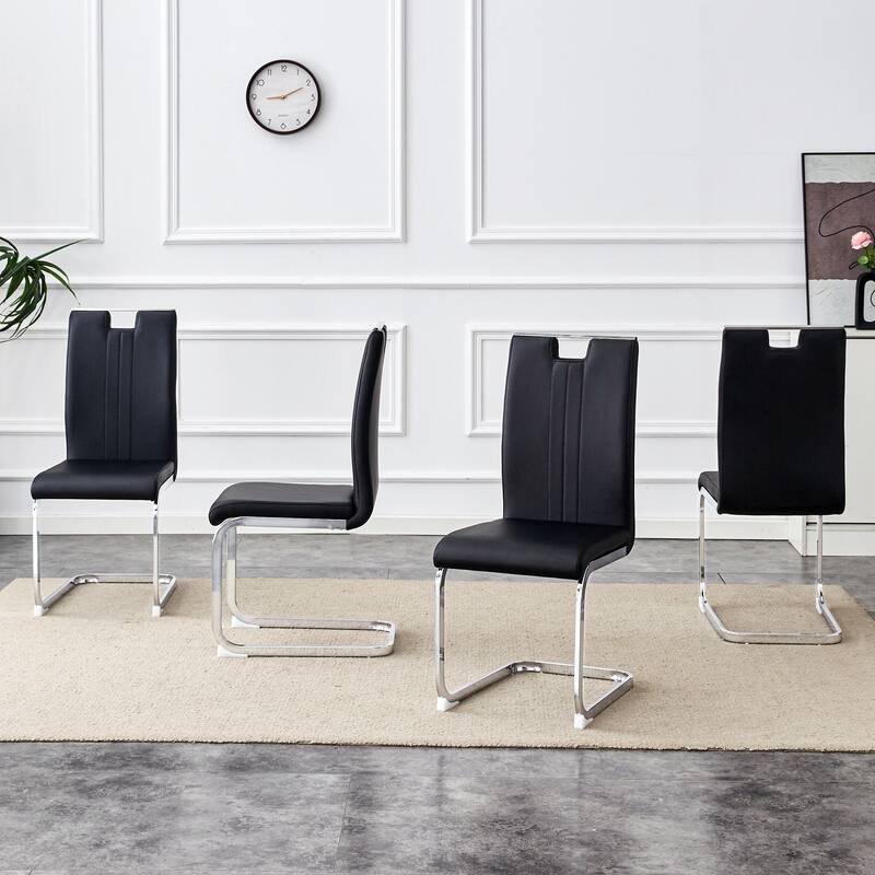 Set of 4 PU material bow-shaped chairs - Perfectly integrated into industrial and modern home design,15.7*20.5*39 inches.