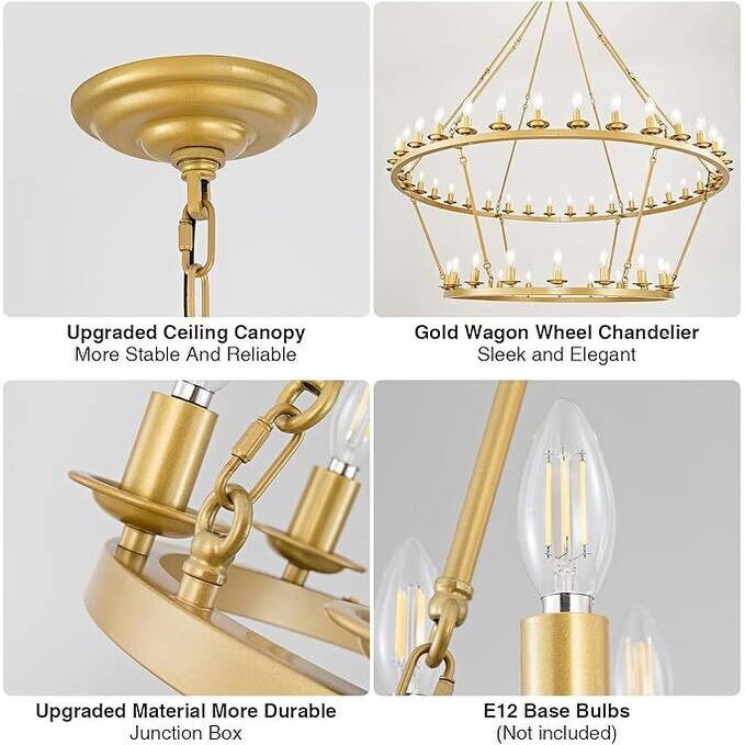 Luxury Wheel Chandelier, 16-54 Lights Single or Double Layer Round Pendant Light