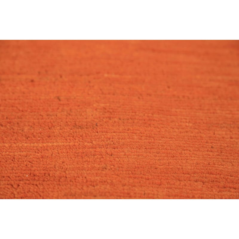 Orange Gabbeh Modern Rug Handmade Oriental Solid Wool Carpet - 3'10" x 5'9"