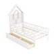preview thumbnail 3 of 7, Twin House Bed for Kids with Open Storage and Slide-Out Drawers