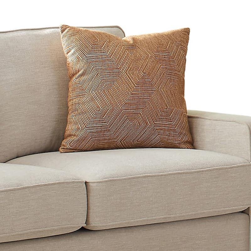 Leo 64 Inch Contemporary Loveseat with 2 Pillows, Chenille Fabric, Beige