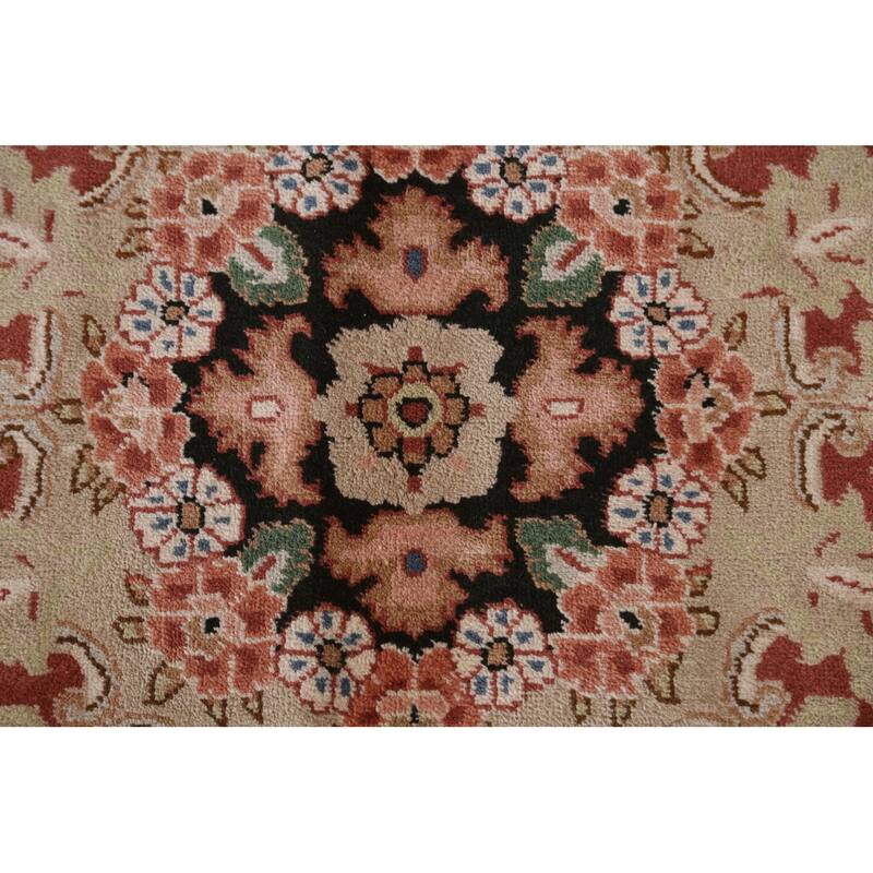 Hand Knotted Oriental 100% Wool Carpet Traditional Floral Brown Aubusson Area Rug - 8' 10'' X 6' 5''