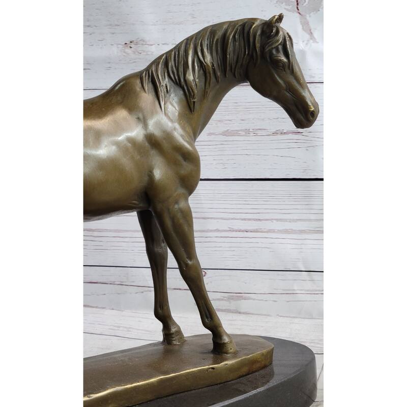 Arabian Horse Mare Bronze Figure Sculpture Statue Equestrian Decor On Marble Base