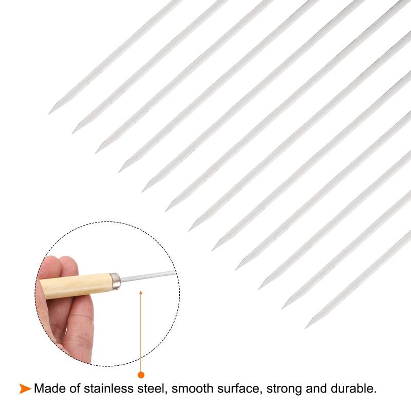 12pcs Kebob Skewers 35cmx3.5mmx1mm Wood Handle Flat Sticks