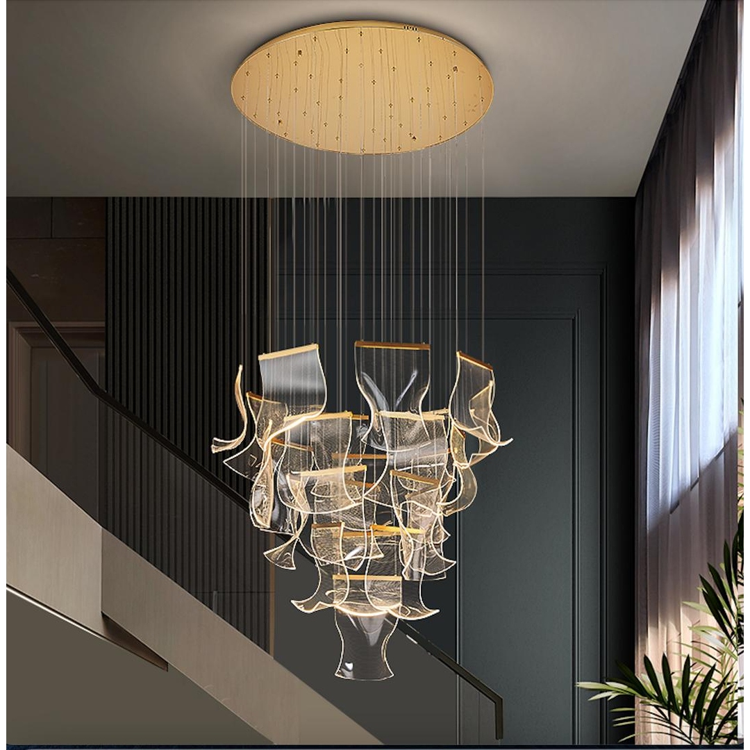 Acrylic and gold shop light fixture