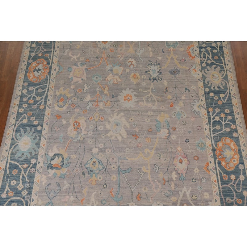 Turkish Oushak Vegetable Dye Area Rug Hand-knotted Wool Carpet - 9'3"x 11'10"