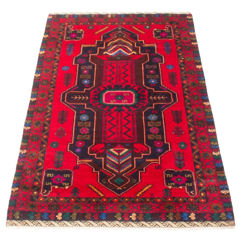 ECARPETGALLERY Hand-knotted Teimani Red Wool Rug - 3'8 x 6'7