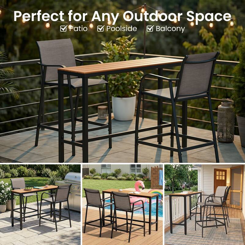 Lightweight Bar Height Barstools Outdoor Bar Stools Patio Bar Chairs - 21.3" W x 22.5" D x 44" H