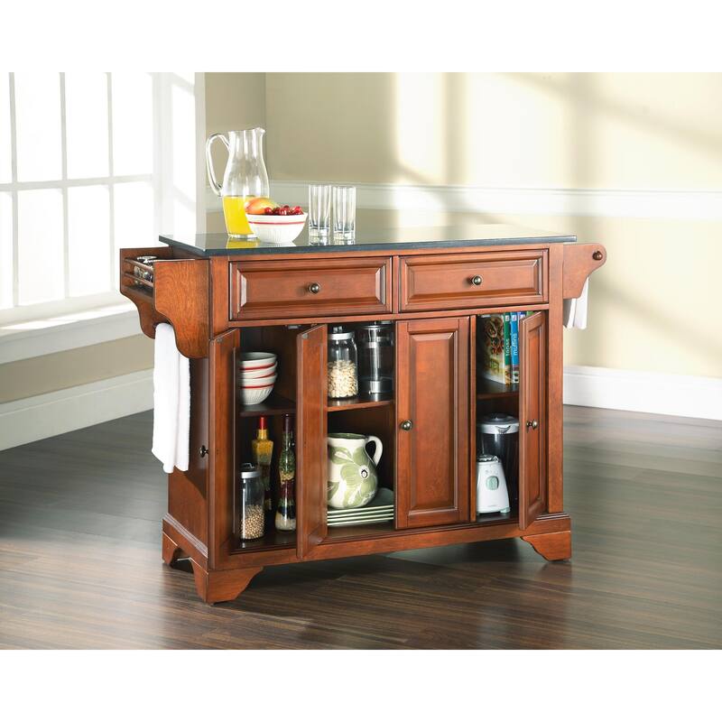 Full Size Kitchen Island Cart with Granite Top & Storage - Portable Kitchen Furniture