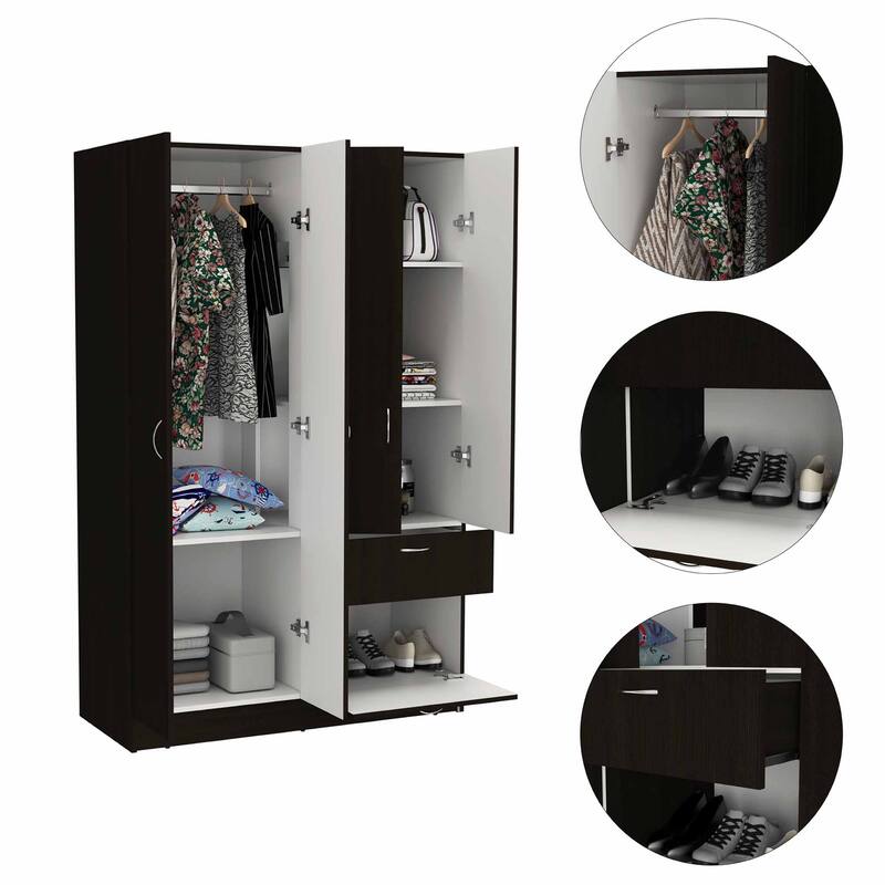 1-Drawer Rectangle Armoire - Black