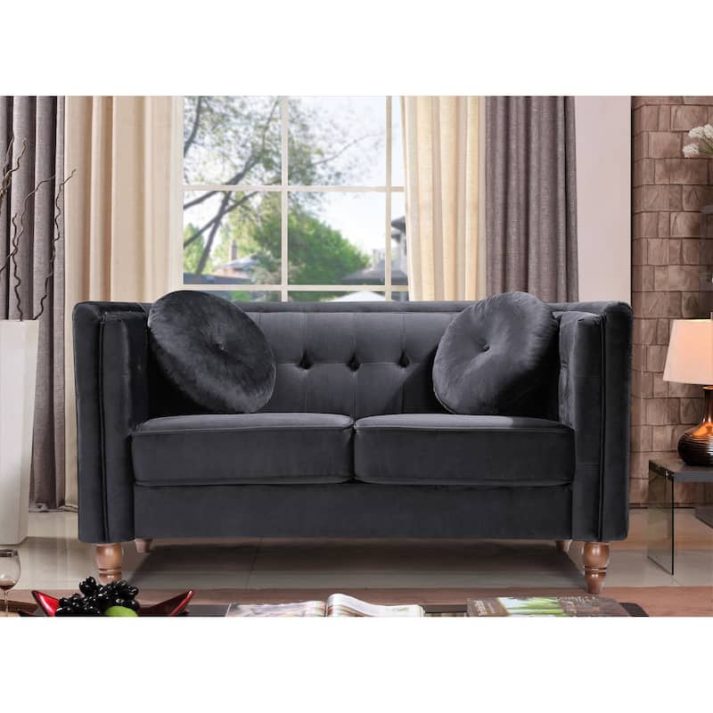 Angie Classic Kittleson Chesterfield Loveseat - Black