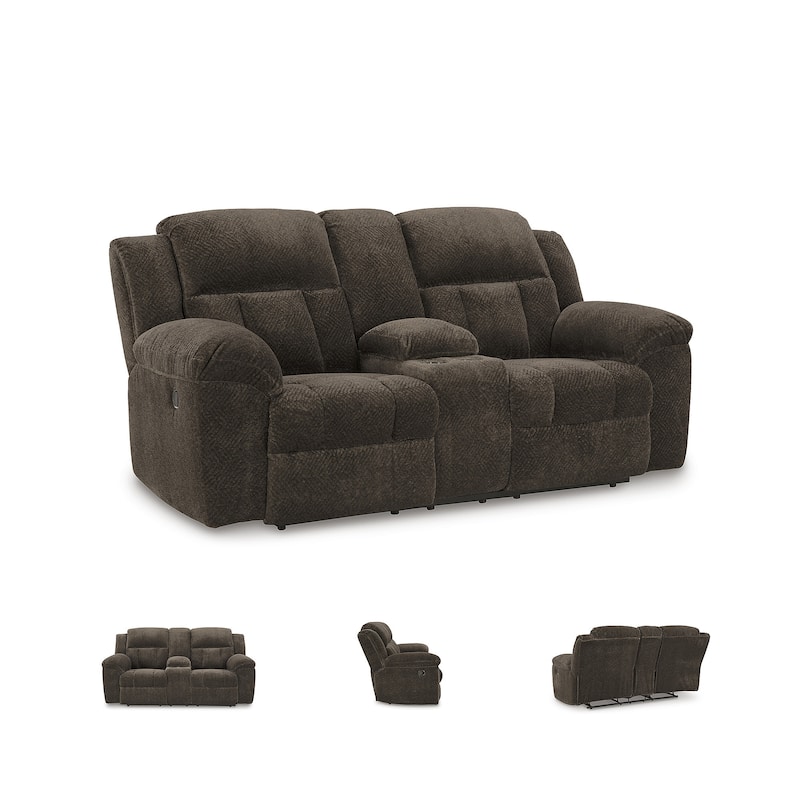 Signature Design by Ashley Frohn Double Reclining Loveseat with Console - 80"W x 40"D x 42"H