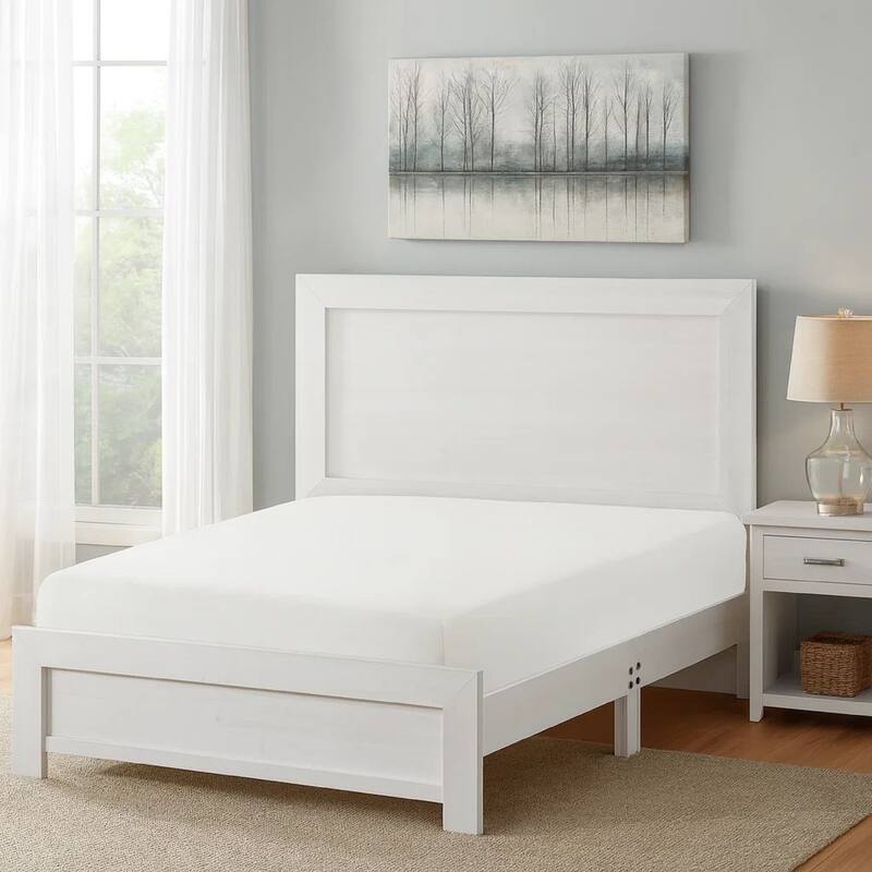 Eby California King Bed, Rustic Farmhouse Style, White Finish Wood Veneer