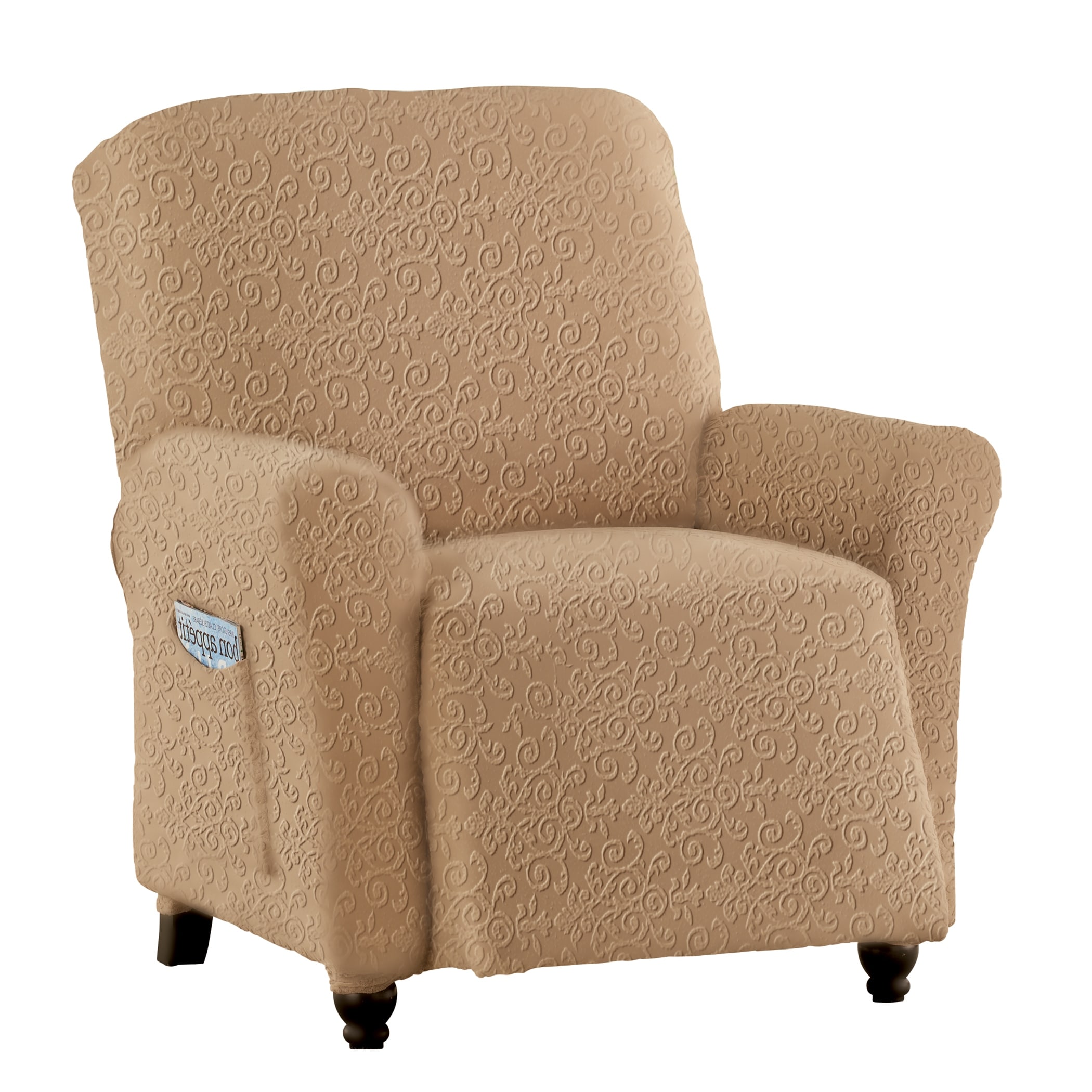 Golden linens one piece stretch recliner chair furniture 2025 slipcovers with remote pocket fit most recliner chairs