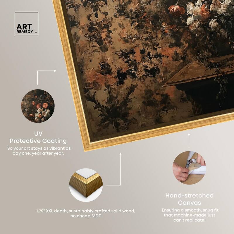 Dark Floral Elegance Canvas by Art Remedy