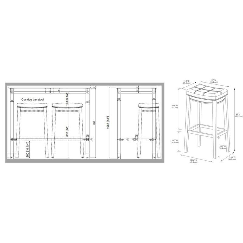 3-Piece Bar Table and Stool Set- 47.25" - Brown