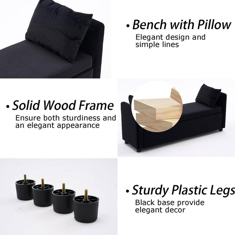 Velvet Storage Bench for Bedroom,End of Bed Bench for King Size Bed, Modern Upholstered Long Ottoman Bench for Entryway