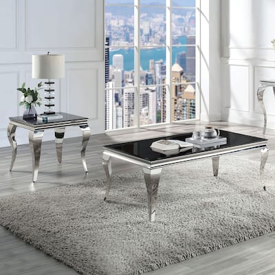 Kiermeyer Contemporary Glass 2-Piece Coffee Table Set by Furniture of America
