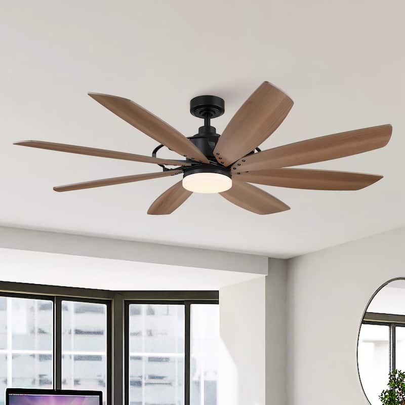 60-inch Black Farmhouse Windmill Ceiling Fan with LED Light and Remote