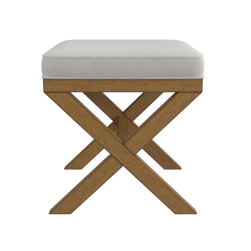 Hillsdale Somerset Backless Wood Vanity Stool, Dark Driftwood - Dark Driftwood & Fog Gray - 17" x 17" x 18.5"