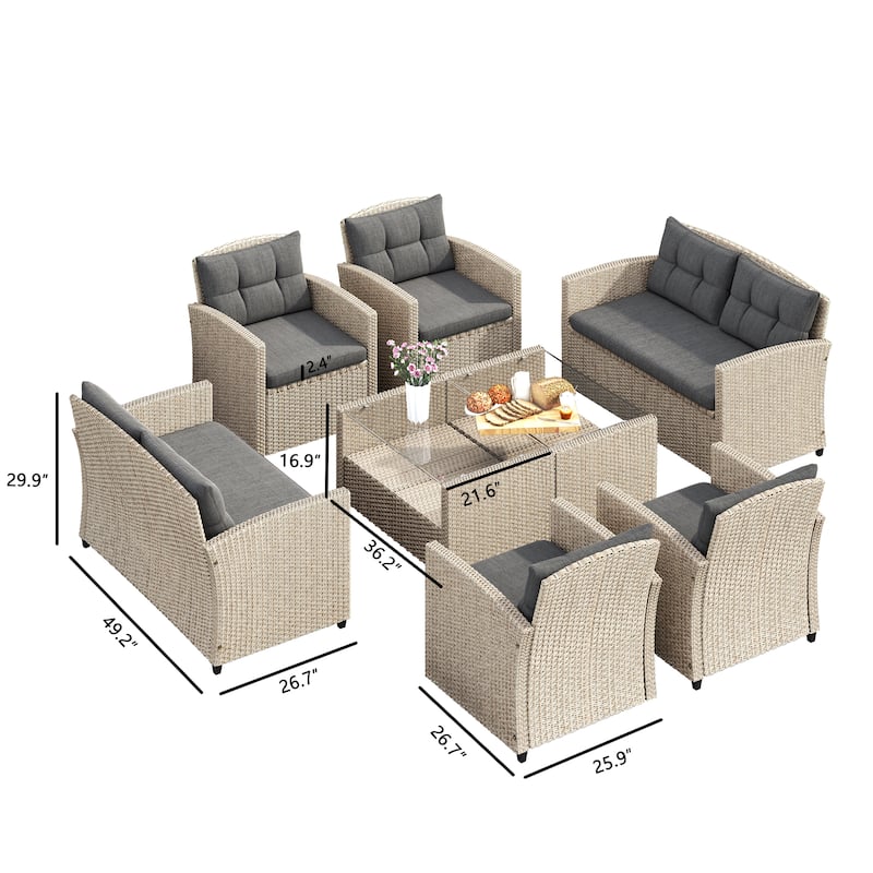 Corvus Armitage 8-piece Outdoor Wicker Sofa Set with Cushions