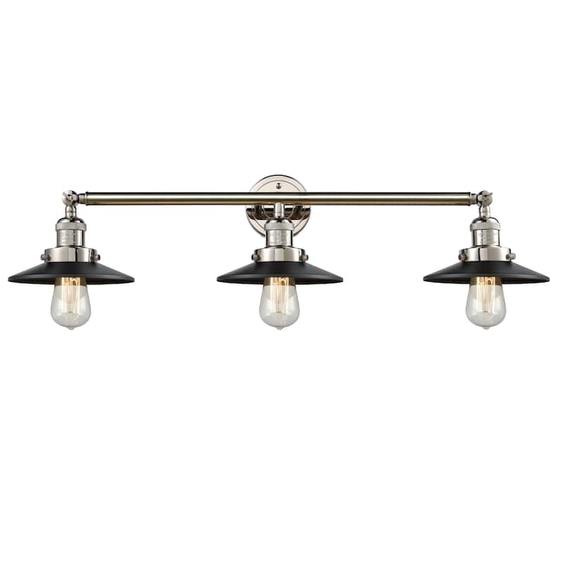 Innovations Lighting Railroad 3 Light 32" Wide Bathroom Vanity Light - Polished Nickel / Matte Black