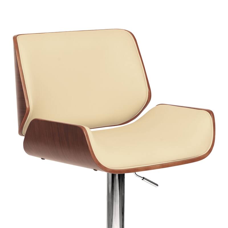 London Upholstered Walnut Adjustable Swivel Barstool