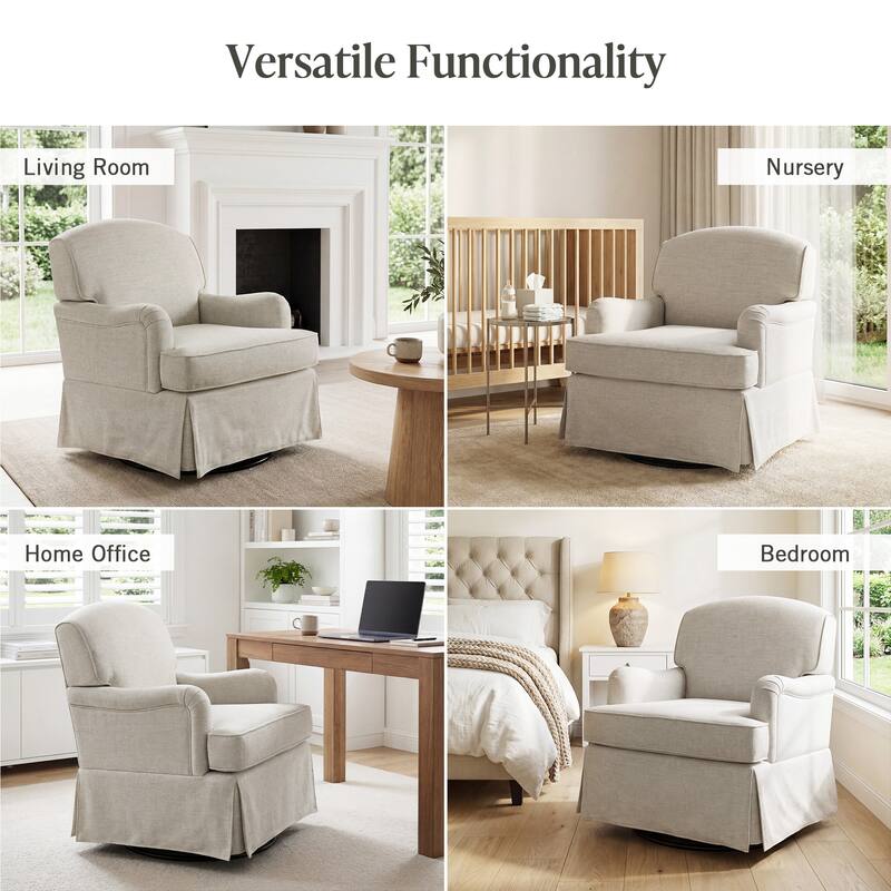 Martha Stewart Melody Swivel Glider Skirted ArmChair