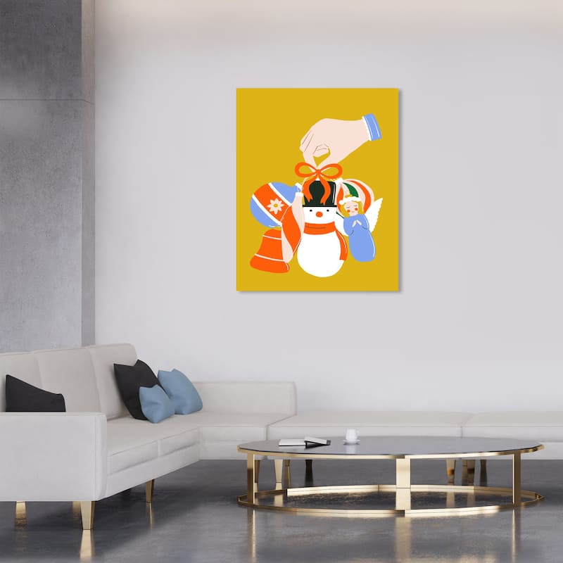 Wynwood Studio Canvas Holiday and Seasonal Group of Ornaments Yellow Modern & Contemporary Wall Art Canvas Print - 30 x 36
