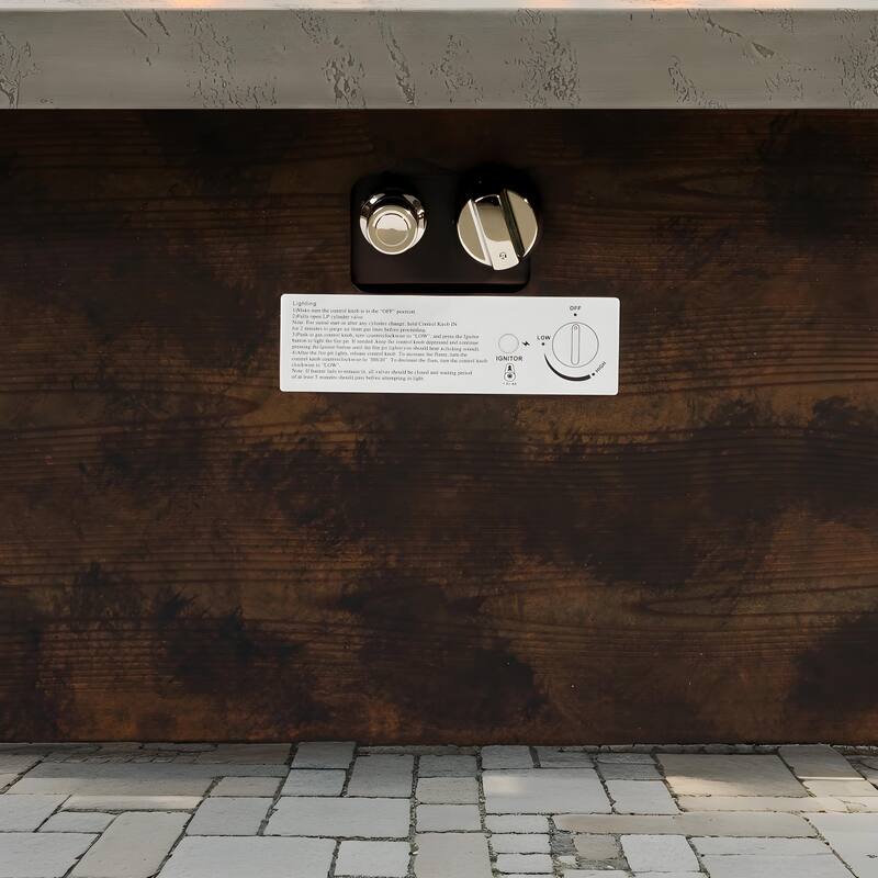 Rossetta Modern 42" Concrete Textured Gas Fire Pit, Outdoor Patio Table