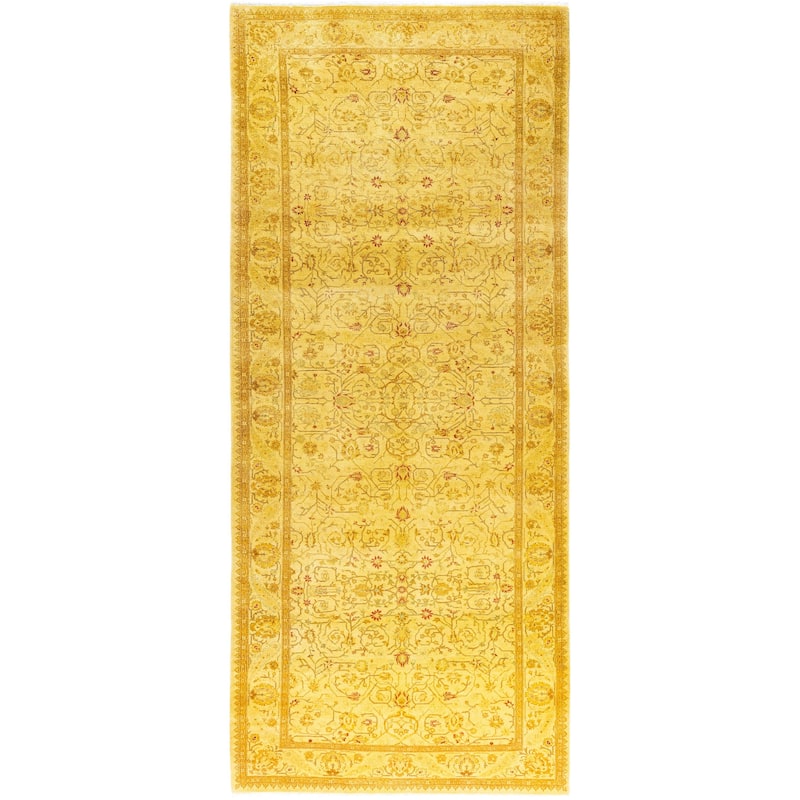 Overdyed One-of-a-Kind Hand-Knotted Area Rug - Yellow - 4' 3" x 9' 10"