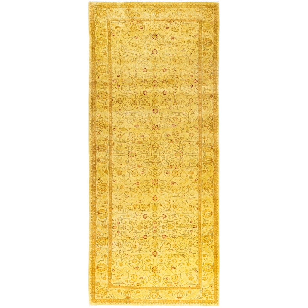 Overdyed One-of-a-Kind Hand-Knotted Area Rug - Yellow - 4' 3" x 9' 10"