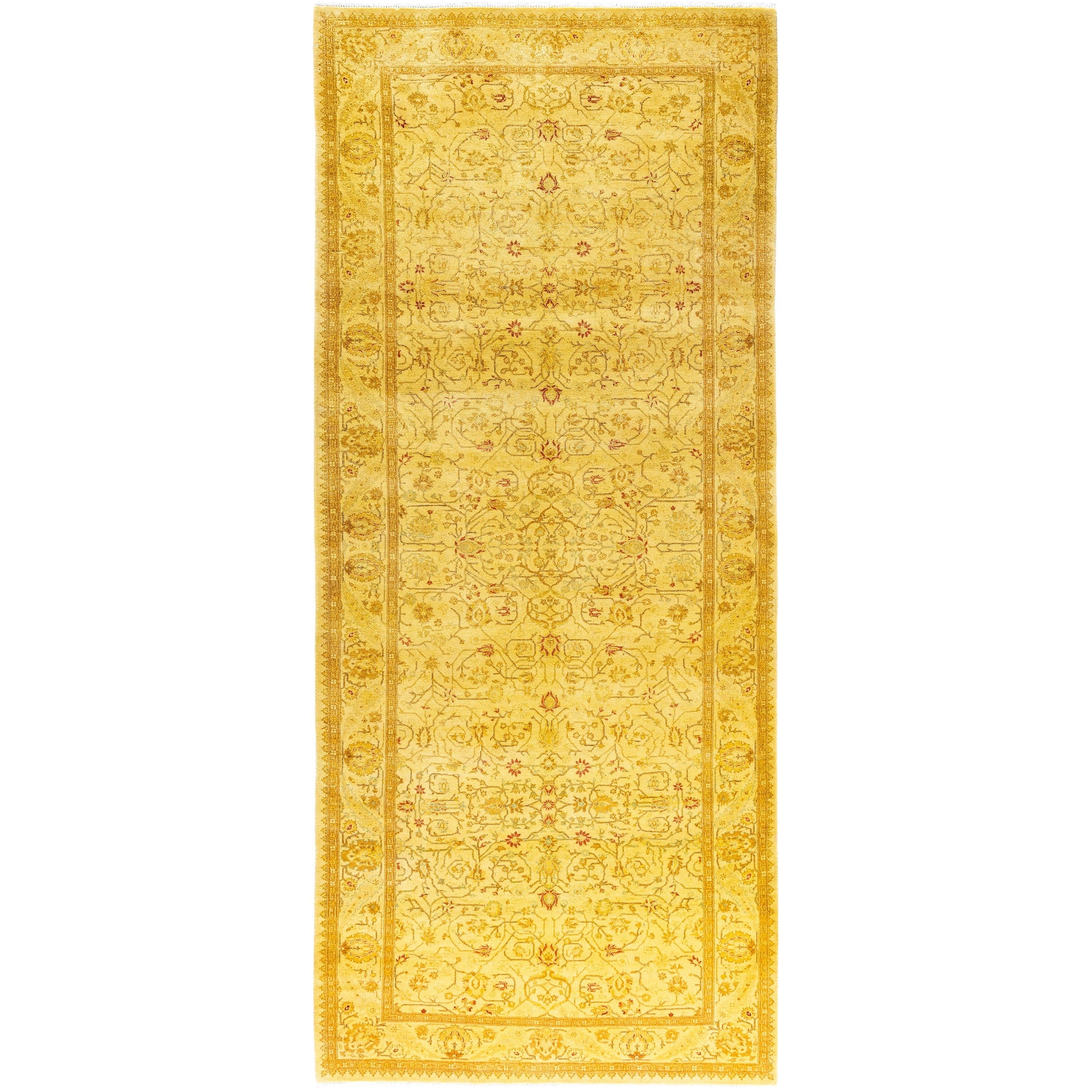 Overdyed One-of-a-Kind Hand-Knotted Area Rug - Yellow - 4' 3" x 9' 10"