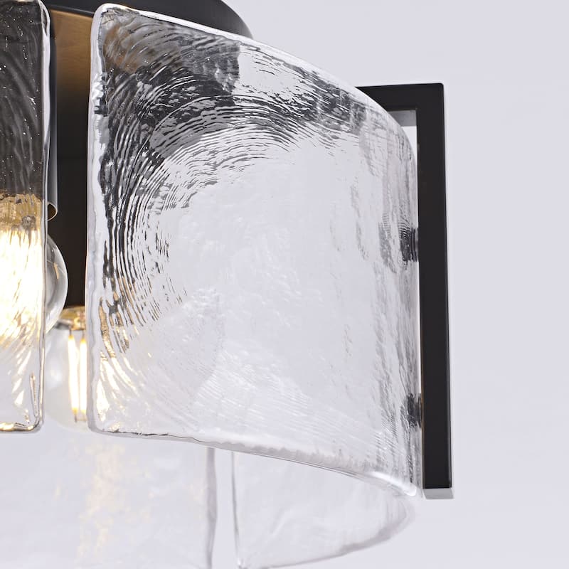 Laia Round 3-Light Textured Glass Panels Flush Mount