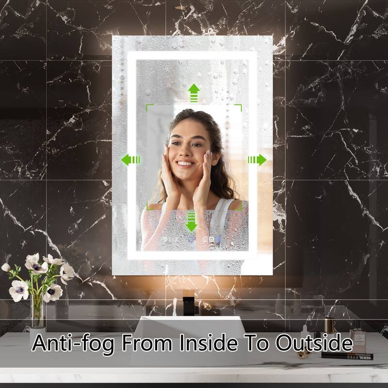 36'' H Recessed or Surface Mounted Bathroom LED Mirror Cabinet With Defogger, Dimmer, 10x magnifying