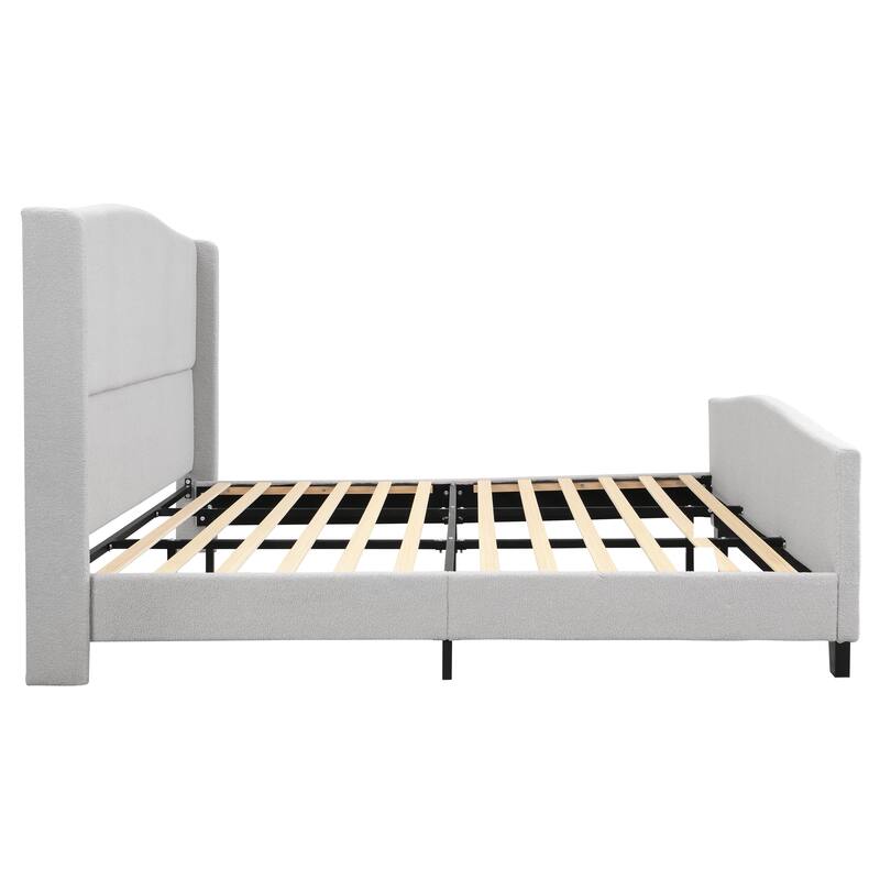 49.21"High Back Upholstered Headboard Teddy Velvet Bed Frame