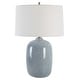preview thumbnail 1 of 3, Glossy Ceramic Table Lamp with Tapered Shade - 27" - Blue and White