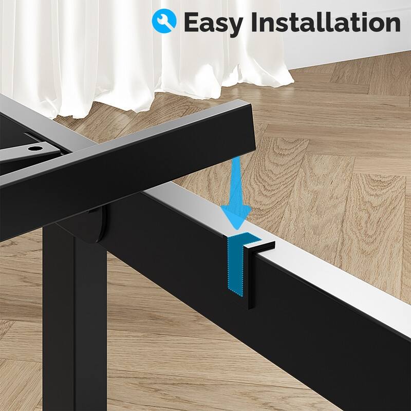 Twin Metal Platform Bed Frame with Storage Headboard,LED Lights,Charging Station,Wooden Storage Shelf,Underbed Storage Space