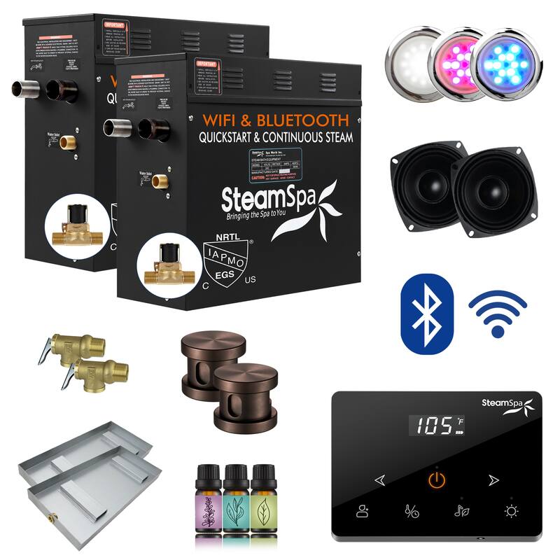Black Series Steam Bath Generator with Fully Wireless Remote, BLUETOOTH, WIFI, and Auto Drain - 15 KW - Oil Rubbed Bronze