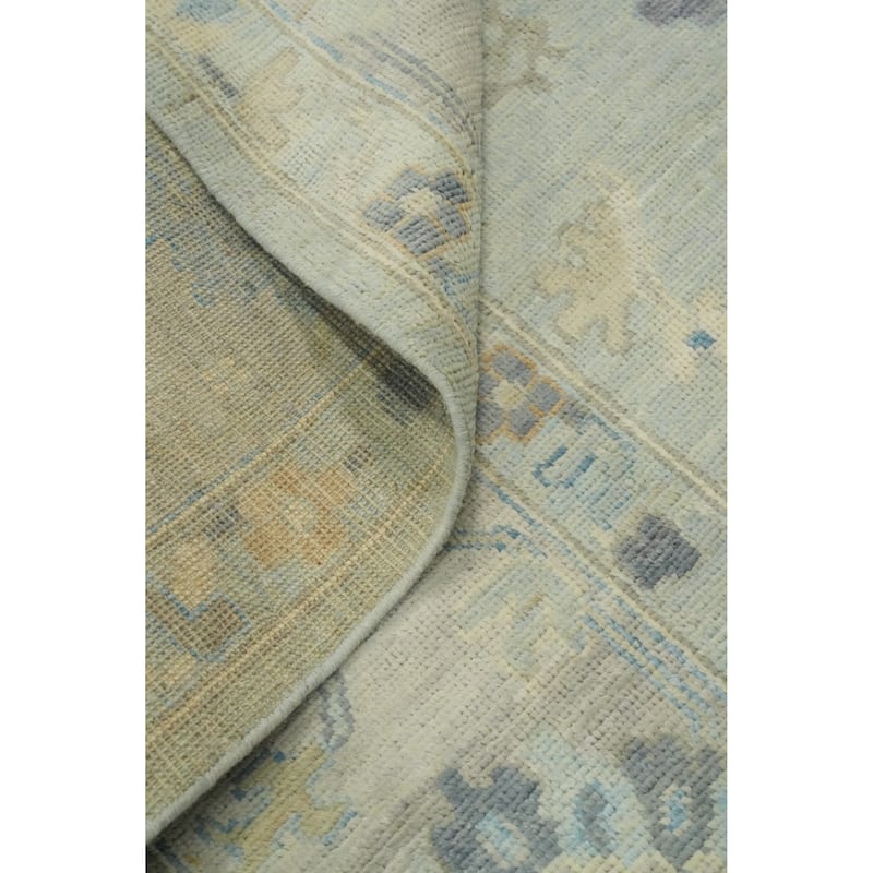 Vegetable Dye Wool Oushak Turkish Area Rug, Floral Geometric Carpet - 11' 8'' X 9' 0''
