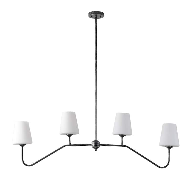 Modern 4-Light Kitchen Island Chandelier with Milky White Glass Shades