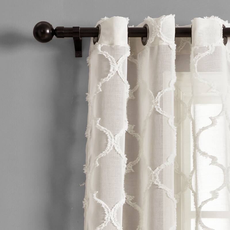 Lush Decor Avon Trellis Grommet Sheer Window Curtain Panel Pair