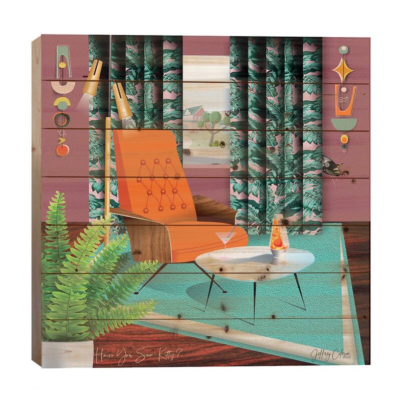 Have You Seen Kitty? Print On Wood by Jeffrey Coleson - Multi-Color - 26x26x1.5